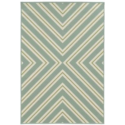 Pau Blue Green Geometric Outdoor Casual Area Rug