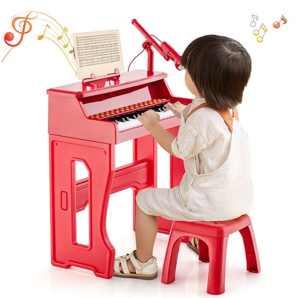 slide 2 of 20, Gymax 37-Key Music Piano Keyboard Kids Learning Toy Instrument w/ Red