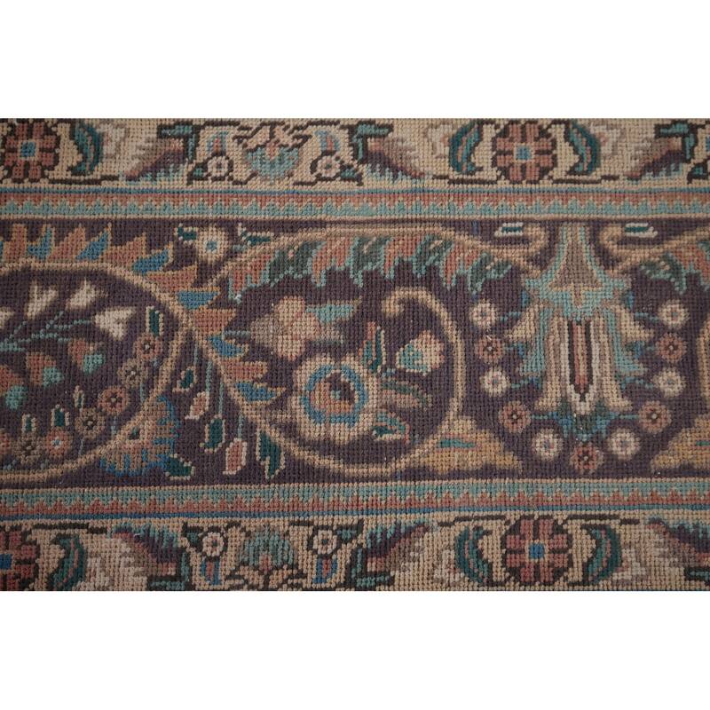 Pink Tabriz Persian Vintage Area Rug Handmade Wool Carpet - 7'11" x 11'0"