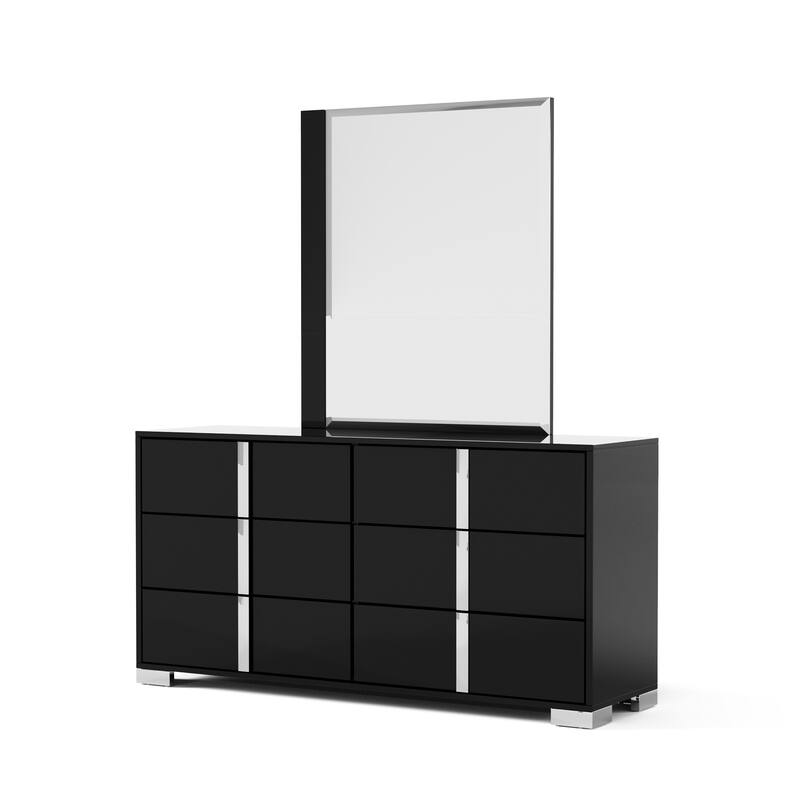 Furniture of America Erina Modern Glossy 2-Piece 6-Drawer Dresser and Mirror Set