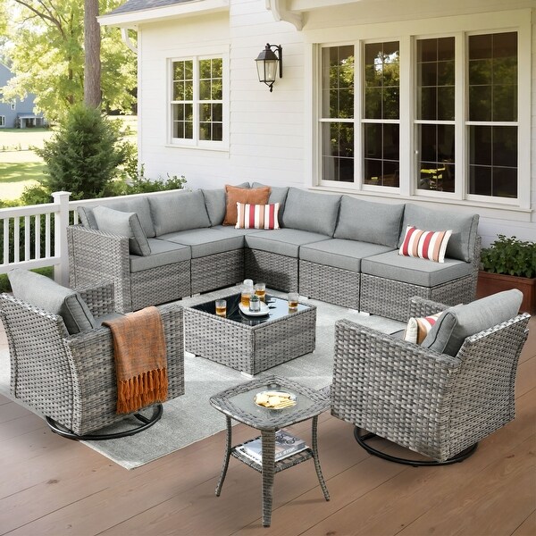 XIZZI 10-piece Outdoor Patio Furniture Swivel Chair Set - Bed Bath