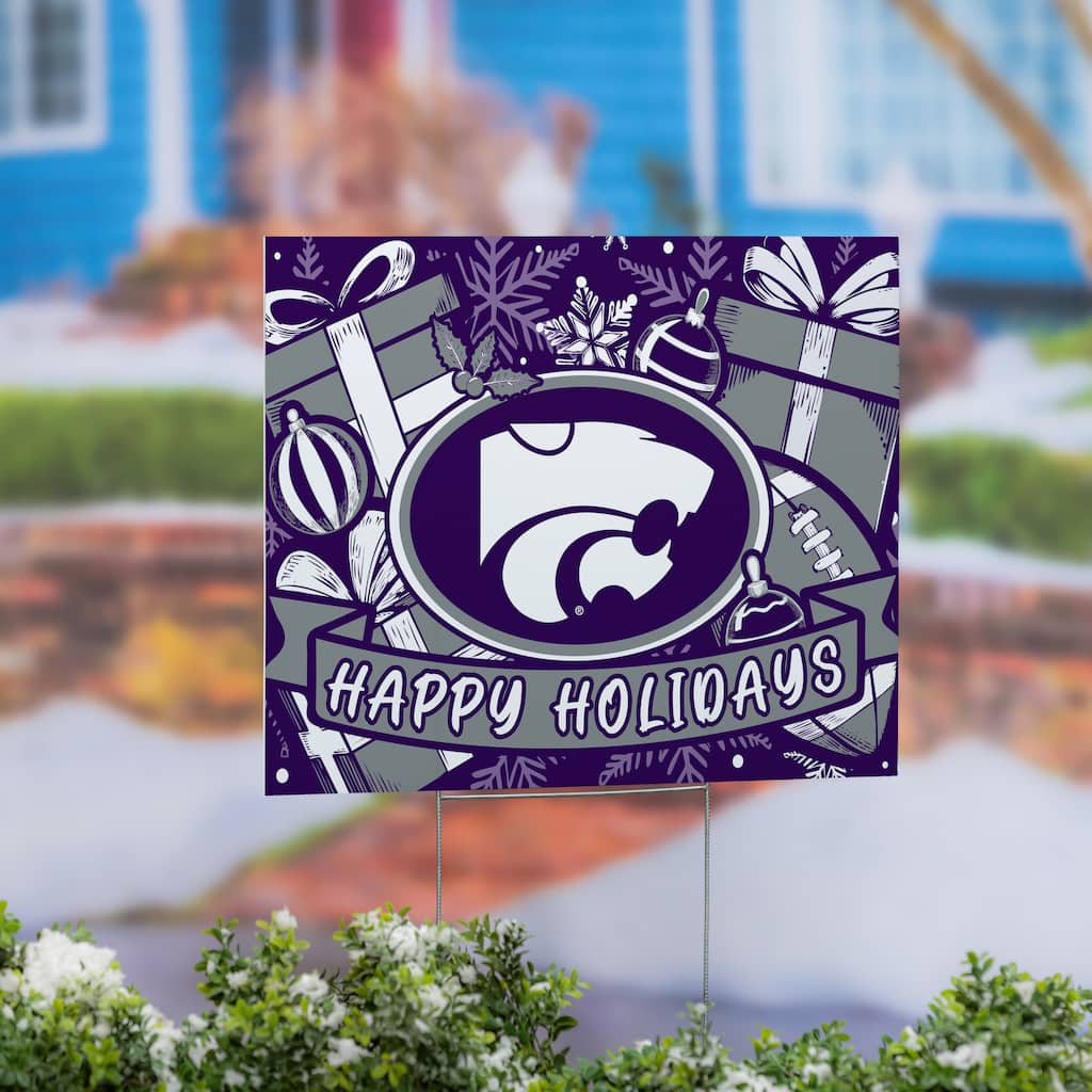 Kansas State University Yard Sign, Happy Holidays - 24" x 18"