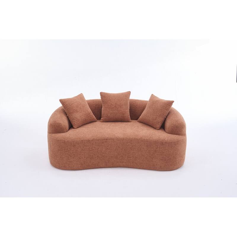 Curved Loveseat White Full Compression Sponge Sofa