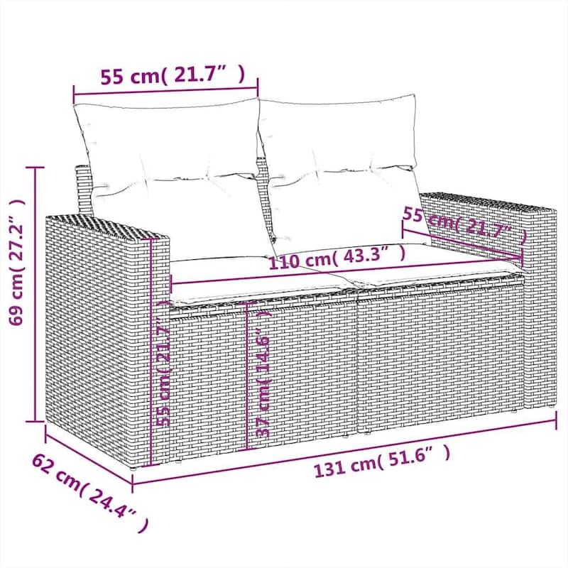 vidaXL 11 Piece Patio Sofa Set with Cushions Poly Rattan (US only)