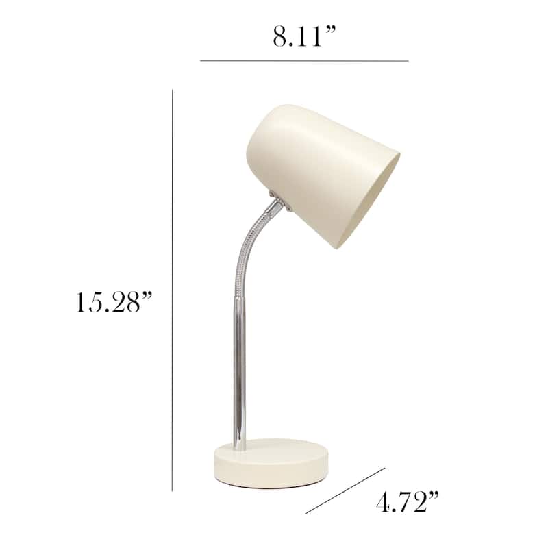 Minimalist Metal Gooseneck Desk Lamp with Adjustable Chrome Arm Modern Task Lighting Multiple Colors