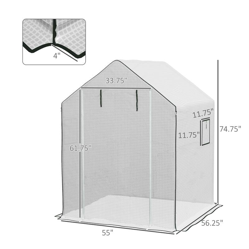 Outsunny Walk-in Greenhouse Replacement Cover for 01-0472 with Roll-up Door and Mesh Windows, 55" x 56.25" x 74.75"