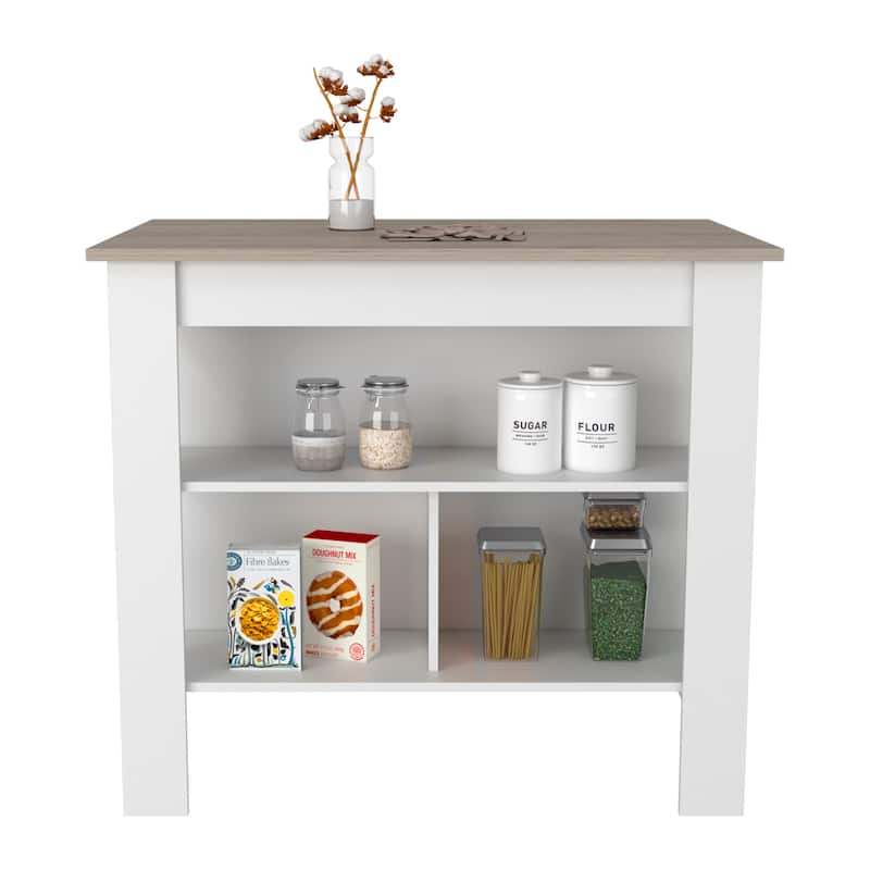 Cala Kitchen Island Antibacterial, Three Shelves, Four Legs -Light Gray / White