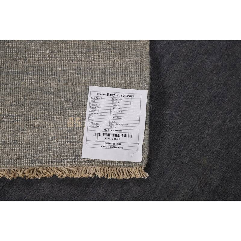 Modern Gabbeh Oriental Rug Handmade Foyer Wool Carpet - 3'5" x 4'9"