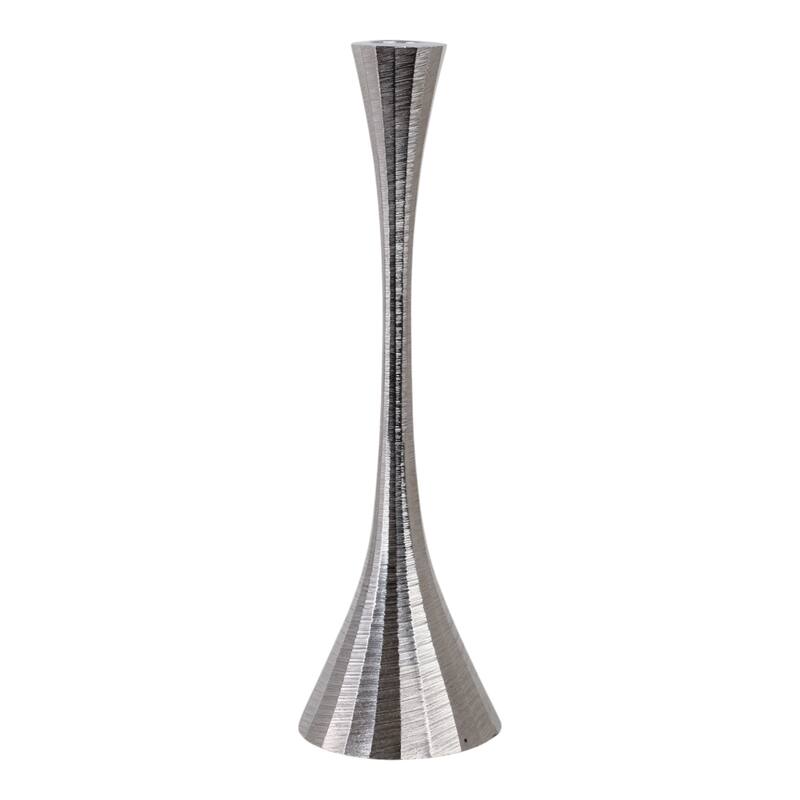 Glam Metal and Wood Taper Candle Holder Sculptural Silhouette MDF Base