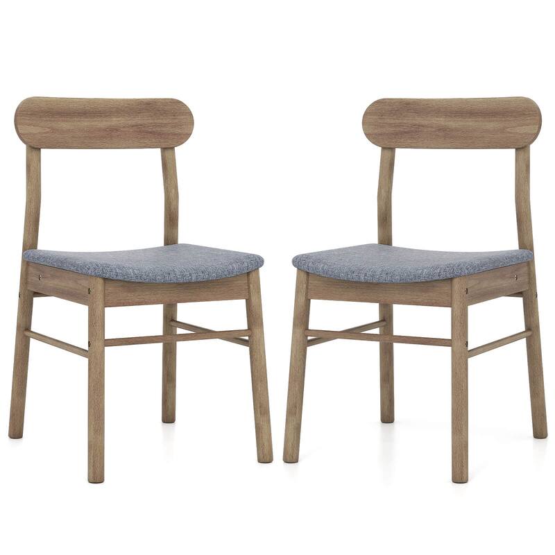 Costway 2/4 PCS Dining Chair Fabric Upholstered Kitchen Armless Chairs - See Details - Set of 2
