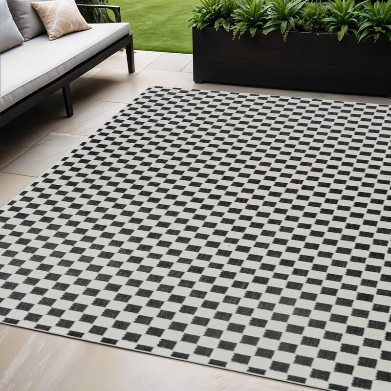 Altoz Abstract Shapes Weather Resistant Sleek Contemporary Outdoor Rug
