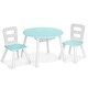 preview thumbnail 39 of 45, Costway Kids Wooden Round Table & 2 Chair Set w/ Center Mesh Storage - See Details Green