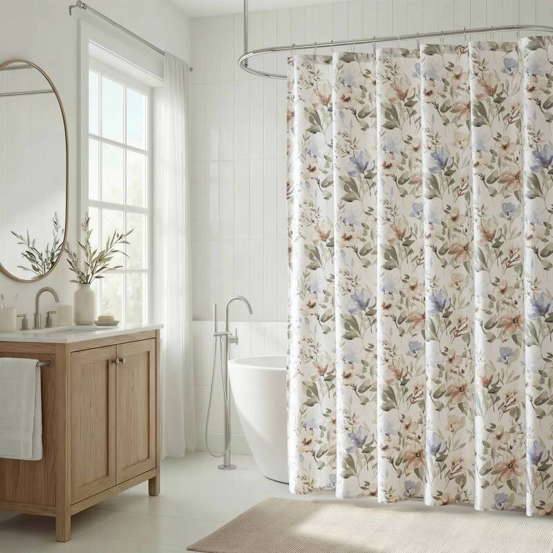 Harbor House Blue Herbal Shower Curtain