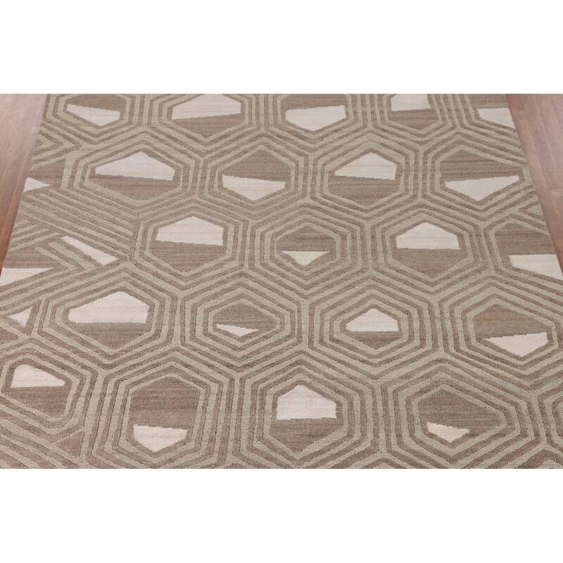 Modern Oriental Area Rug Hand-Knotted Wool Carpet - 9'2" x 11'8"