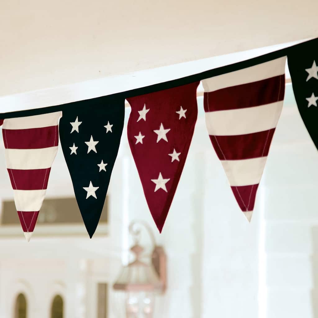 112 in. Cotton Duck Stars And Stripes Americana Pennant Bunting With Embroidery