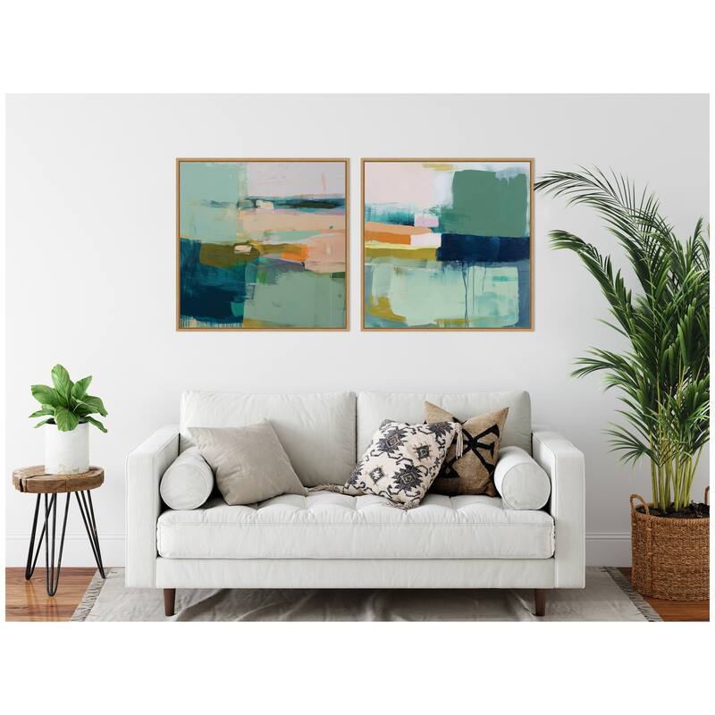 Kate and Laurel Color Block No. 1 & No. 2 2 Piece Framed Canvas Wall Art Set by Amy Lighthall