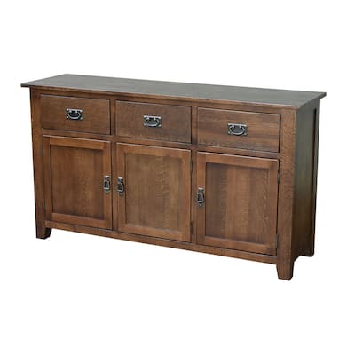 Mission Solid Oak 3 Drawer 3 Door Sideboard - 59"