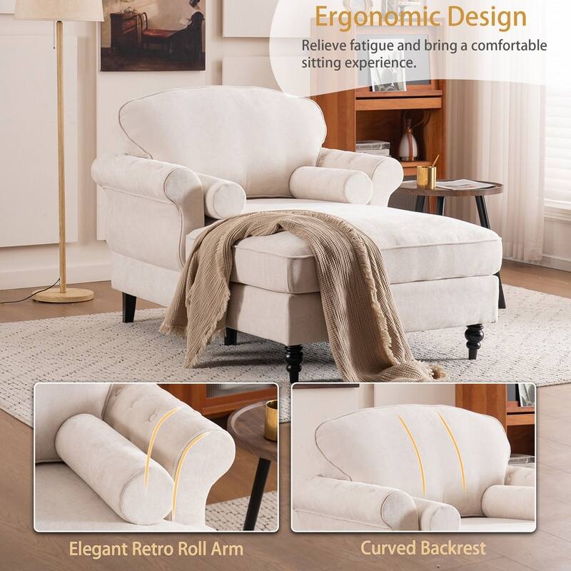 43.3" Chenille Upholstered Sofa Lounge Chair