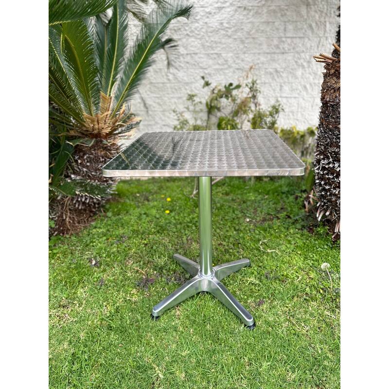 BTEXPERT Indoor Outdoor 23.75" Square Restaurant Table for Patio Steel Aluminum Furniture with Base Set of 2