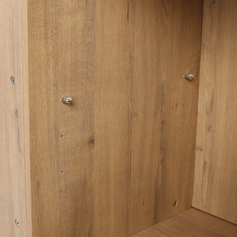 48 Inch Plywood Freestanding Bathroom Vanity Set in Imitative Oak with Integrated Double Resin Sink
