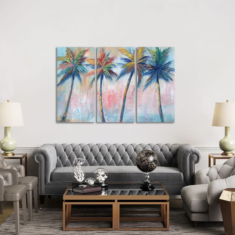 iCanvas "Color Pop Palms" by Nan 3-Piece Canvas Wall Art Set - 40x60x1.5
