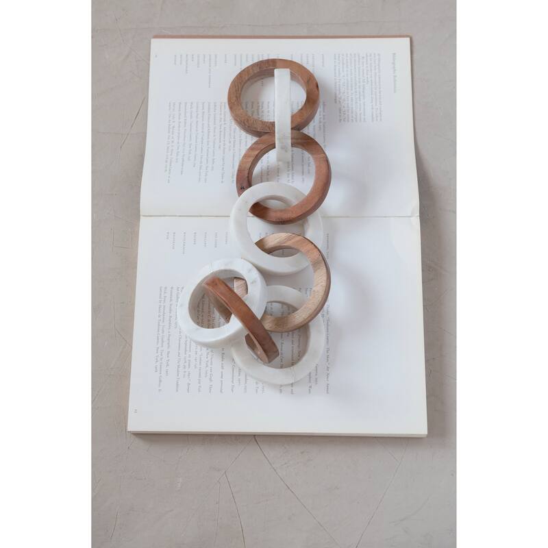 Acacia Wood and Marble Chain with 8 Links