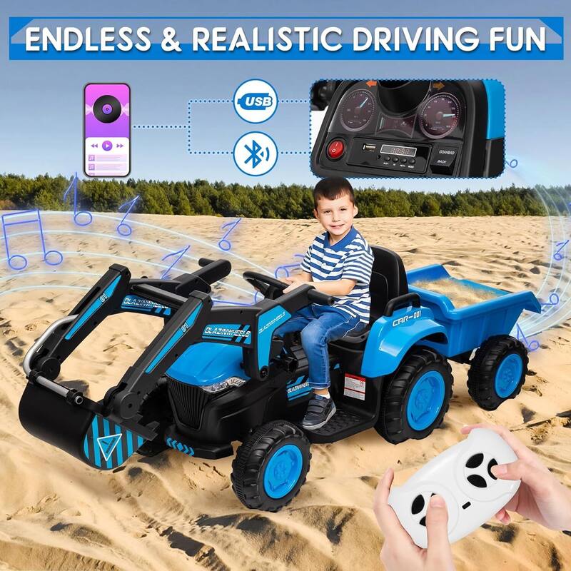 Electric Vehicles Ride On Car Toy with Remote Control, Digger for Kids Best Gifts