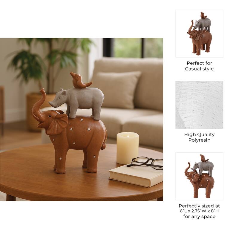 Decorative Stacked Animal Figurines - 8" Multi