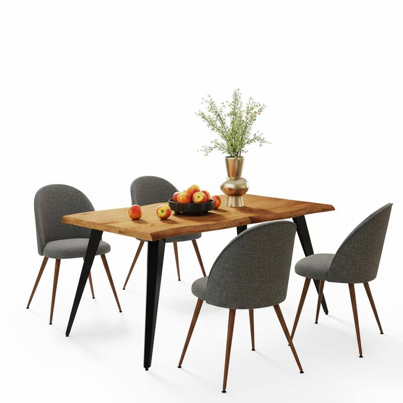 Homy Casa 5-Piece Dining Set with Modern Table and Upholstered Side Chairs