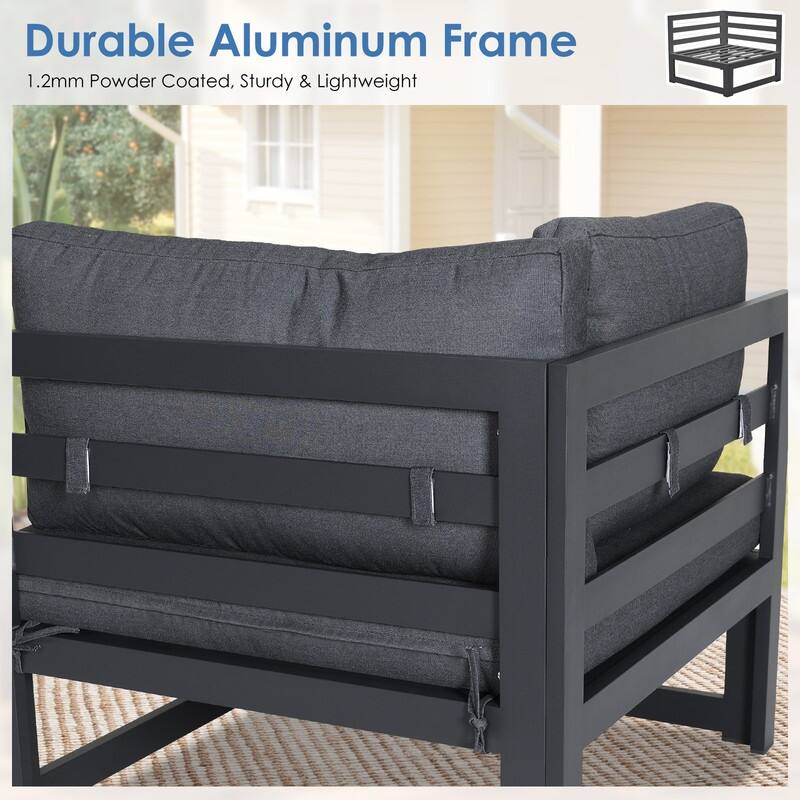 FINCATI Aluminum Outdoor Patio Furniture Conversation Sectional Sofa Set