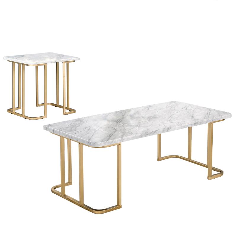 Deeanne Contemporary 47-inch Faux Marble Top 2-Piece Coffee Table Set by Furniture of America