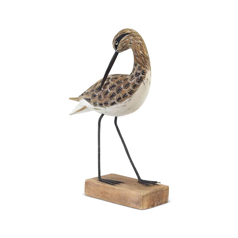 Wooden Hand Carved Willet Bird Statue Figurine Sculpture Art Decorative Home Decor Accent Gift Handcrafted Decoration Handmade