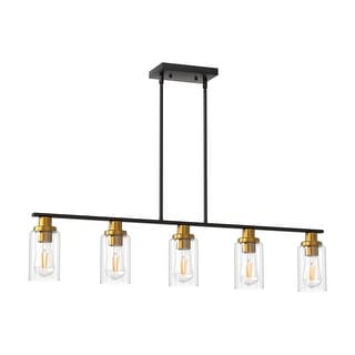 5-Light Farmhouse Kitchen Island Pendant Lighting with Clear Glass ...