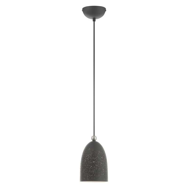 Livex Lighting 1 Light Scandinavian Gray Mini Pendant, 49107-76 - 5.5" Dia x 12" - 80" Adj. H