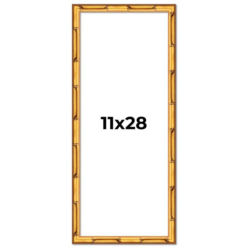 11x28 Frame Gold Bamboo Picture Frame Modern Photo Frame Includes UV Acrylic Shatter Guard Front Acid Free Foam Backing Board