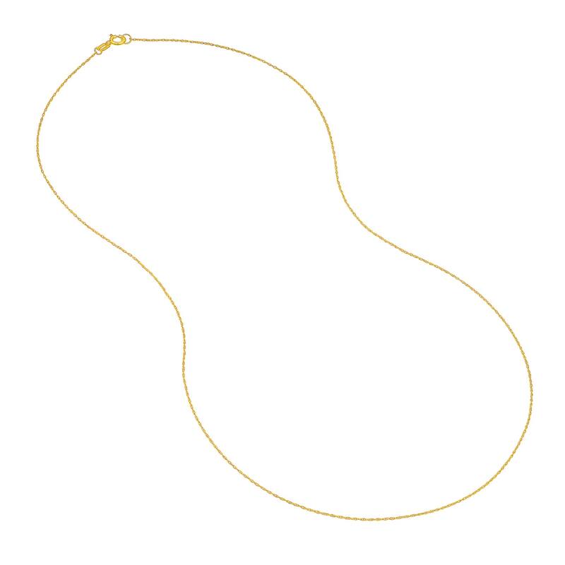 Curata 14k Yellow Gold 0.65mm Rope Chain Necklace (Spring Ring)