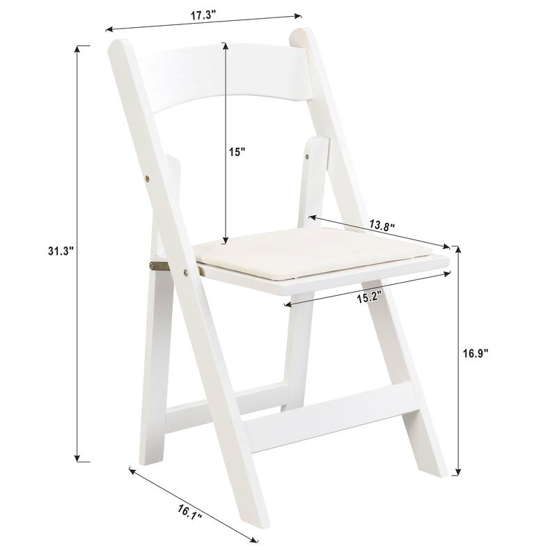 Beige+White 16.1" Folding Accent Chair (Set of 4)