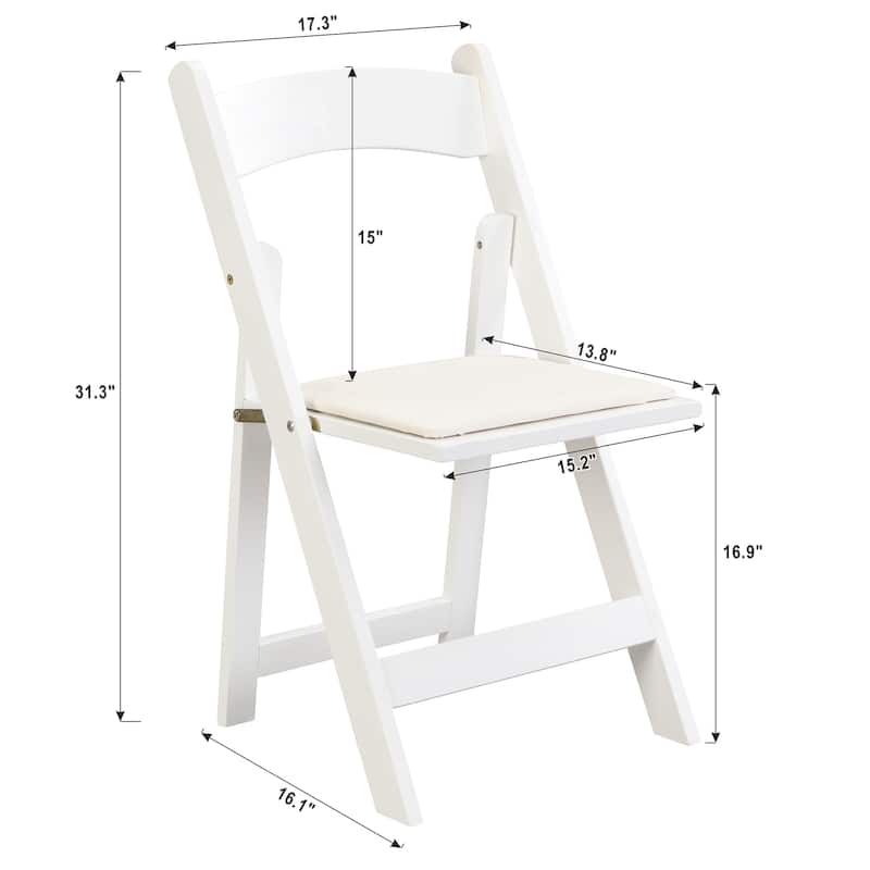 Beige+White Modern 16.1" Folding Accent Chair with Solid Wood Frame for Dining Room (Set of 4)