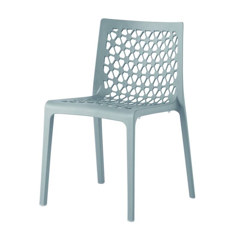 HomeRoots Set of Two Baby Blue Heavy Duty Plastic Outdoor Stacking Dining Chairs