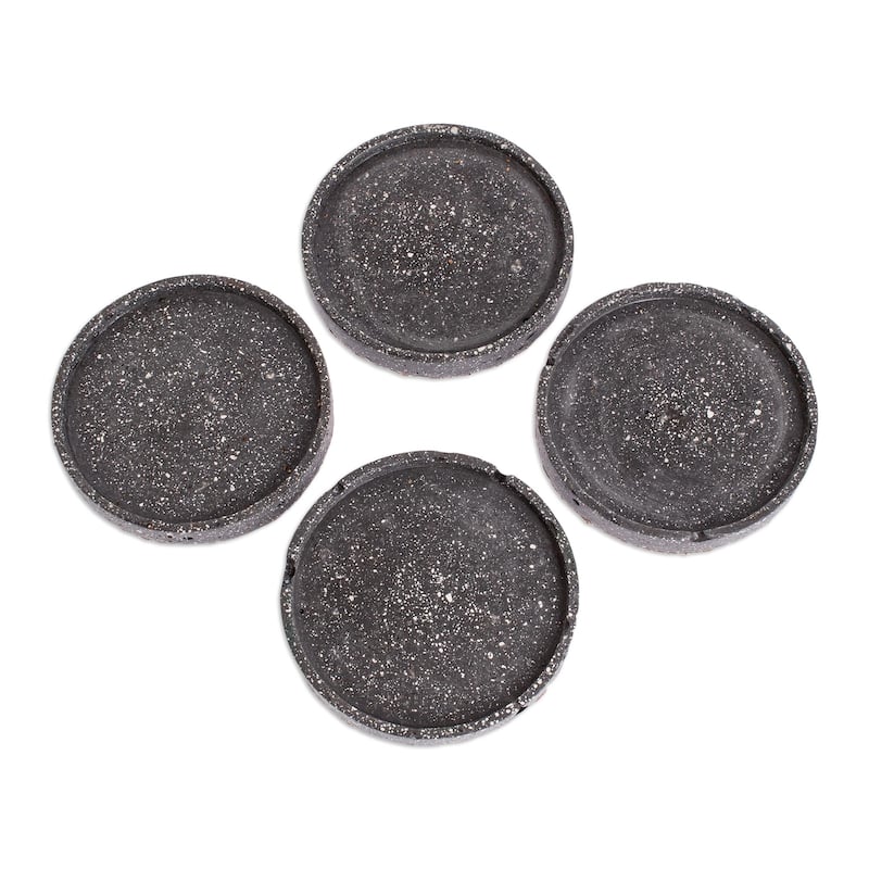 Novica Handmade Speckled Black Cement Coasters (Set Of 4)