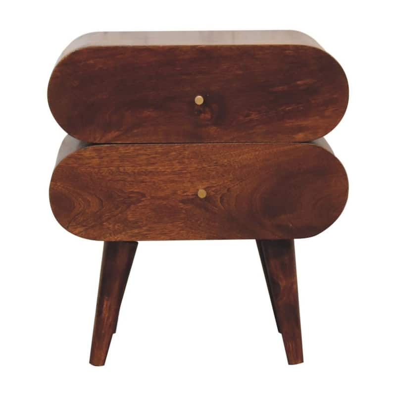 Artisan Furniture Solid Wood Bubble Chestnut Bedside, Brown with Two Drawers - Brown - 2-drawer