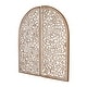 preview thumbnail 13 of 22, Brown Wooden Handmade Arched Floral Wall Decor with Intricate Carvings (Set of 2)
