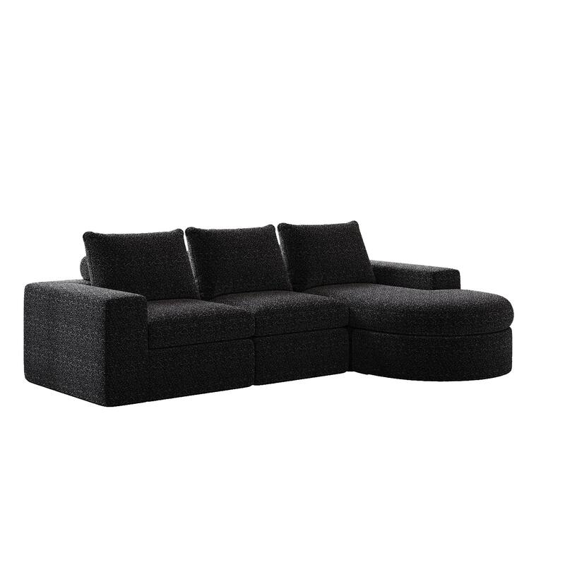 99-Inch Chenille Cloud Curved Sectional Sofa with Chaise, L-Shaped Modern Boneless Couch with Deep Seats,Sectional Sofa