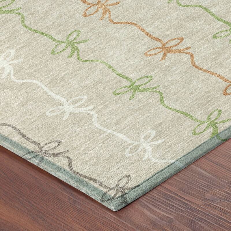 Machine Washable Indoor/ Outdoor Modern Bow Stripe Chantille Rug