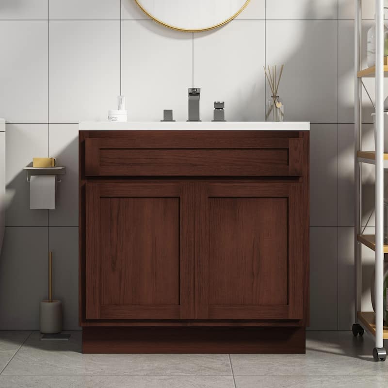 Vanity Art 36 Inch Single Sink Bathroom Vanity Cabinet - Brown