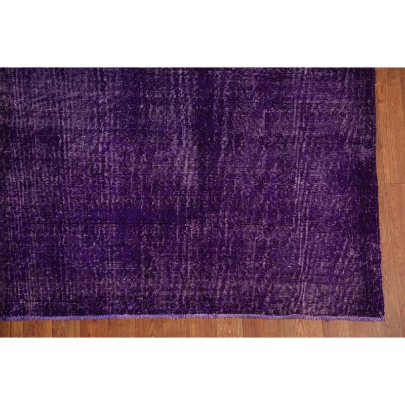Purple Anatolian Turkish Vintage Area Rug Handmade Wool Carpet - 8'0" x 11'5"