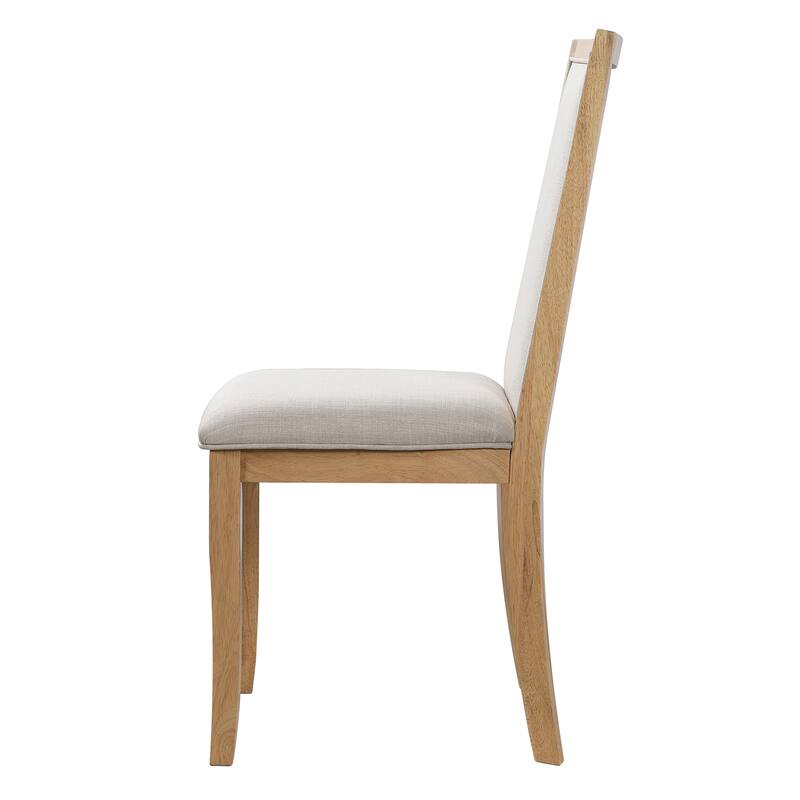 Farmhouse Round Extendable Dining Table Set for 4: 5-Piece Kitchen Table with Removable Leaf & 4 Upholstered Chairs