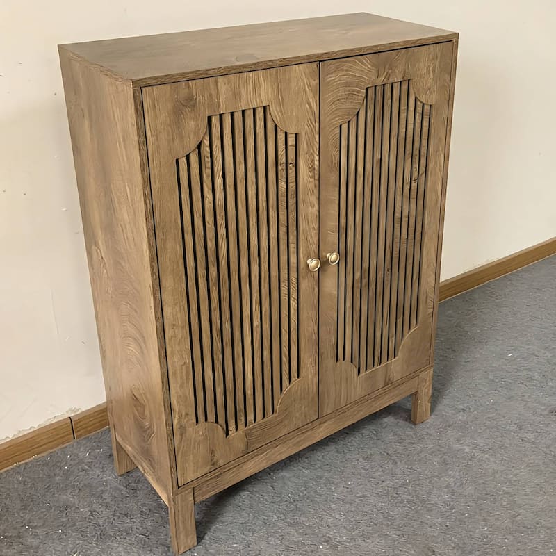 6-Tier Shoe Cabinet with Doors and Adjustable Shelves for Entryway - Rustic Brown