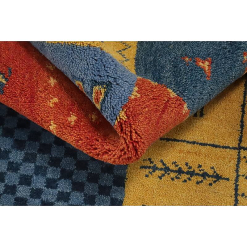 Hand Knotted Oriental 100% Wool Carpet Tribal Animal Pictorial Multi-Colored Gabbeh Area Rug - 4' 1'' X 2' 5''