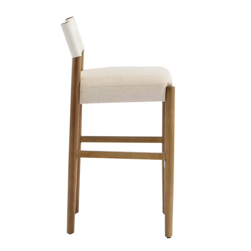 Christopher Knight Home - Mika Modern 28.5" Wood Barstool Set with Neutral Polyester Cushion for Kitchen Island or Home Bar